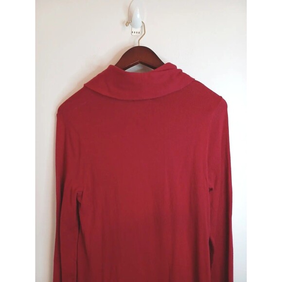 J. Jill Pullover Turtleneck Sweater M Red Longsleeve Knit Stretchy Lagenlook - Picture 4 of 11
